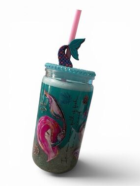 Mermaid 16 oz Beach Shimmer Tumbler w/ Jeweled Lid & Topper